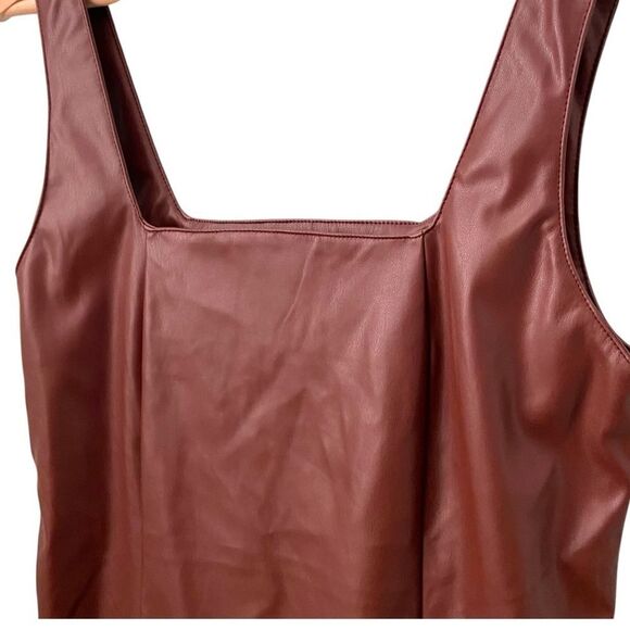 Jolie & Joy Brown Faux Leather Sleeveless Mini Dress in Size Medium - Picture 9 of 10